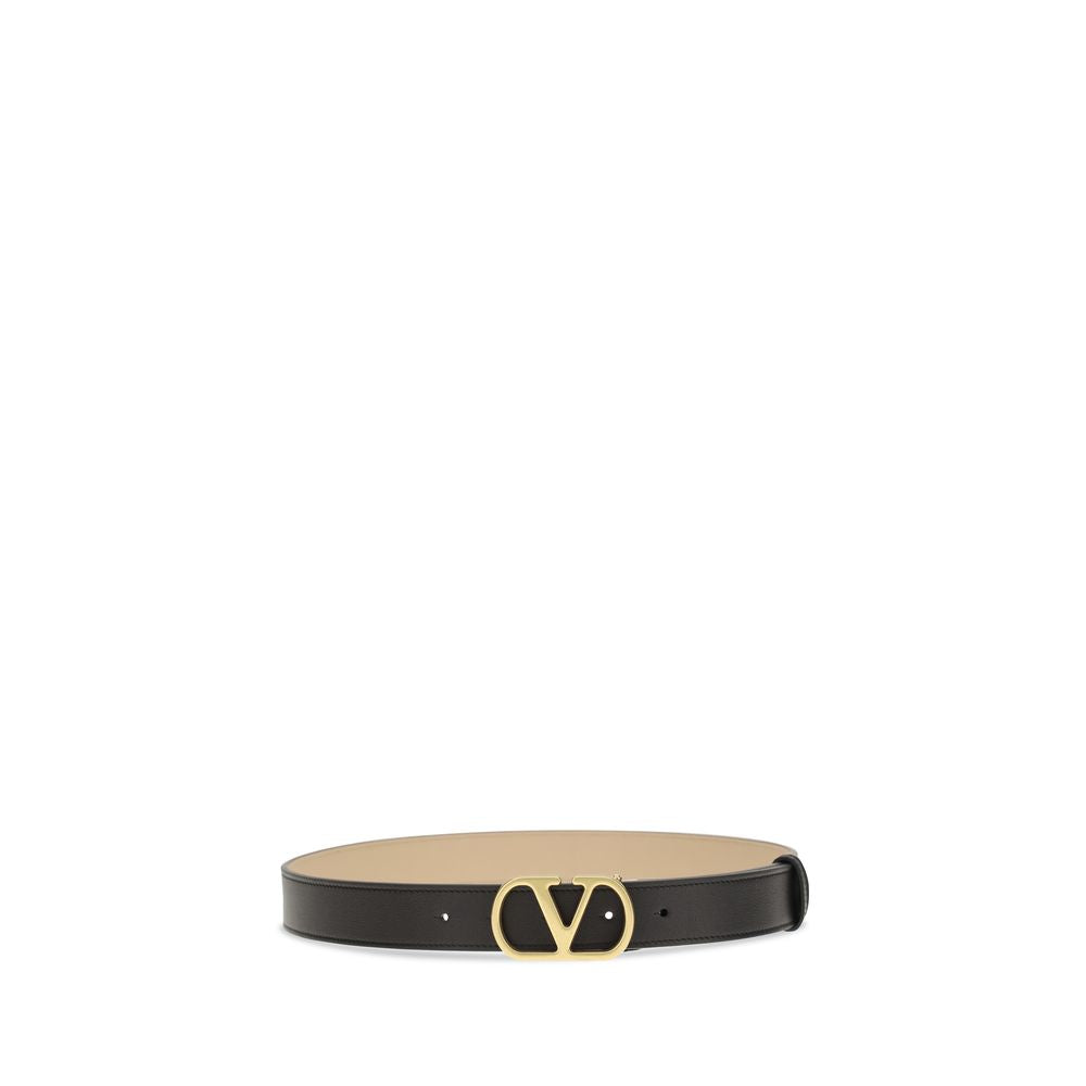 Valentino Garavani Black Calf Leather Bos Taurus Regular Belt