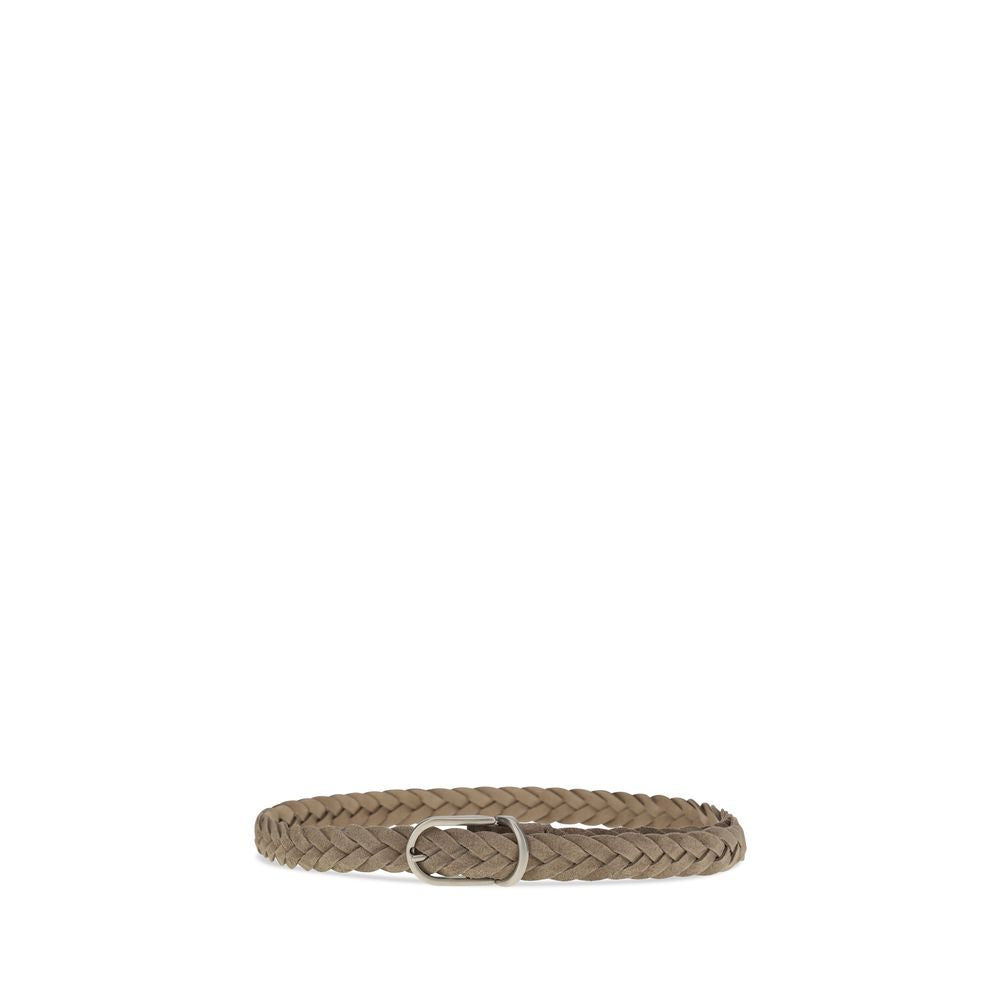 Brunello Cucinelli Gray Calf Leather Bos Taurus Regular Belt