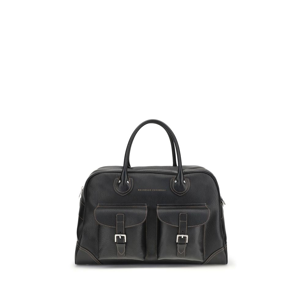 Brunello Cucinelli Black Calf Leather Bos Taurus Luggage And Travel