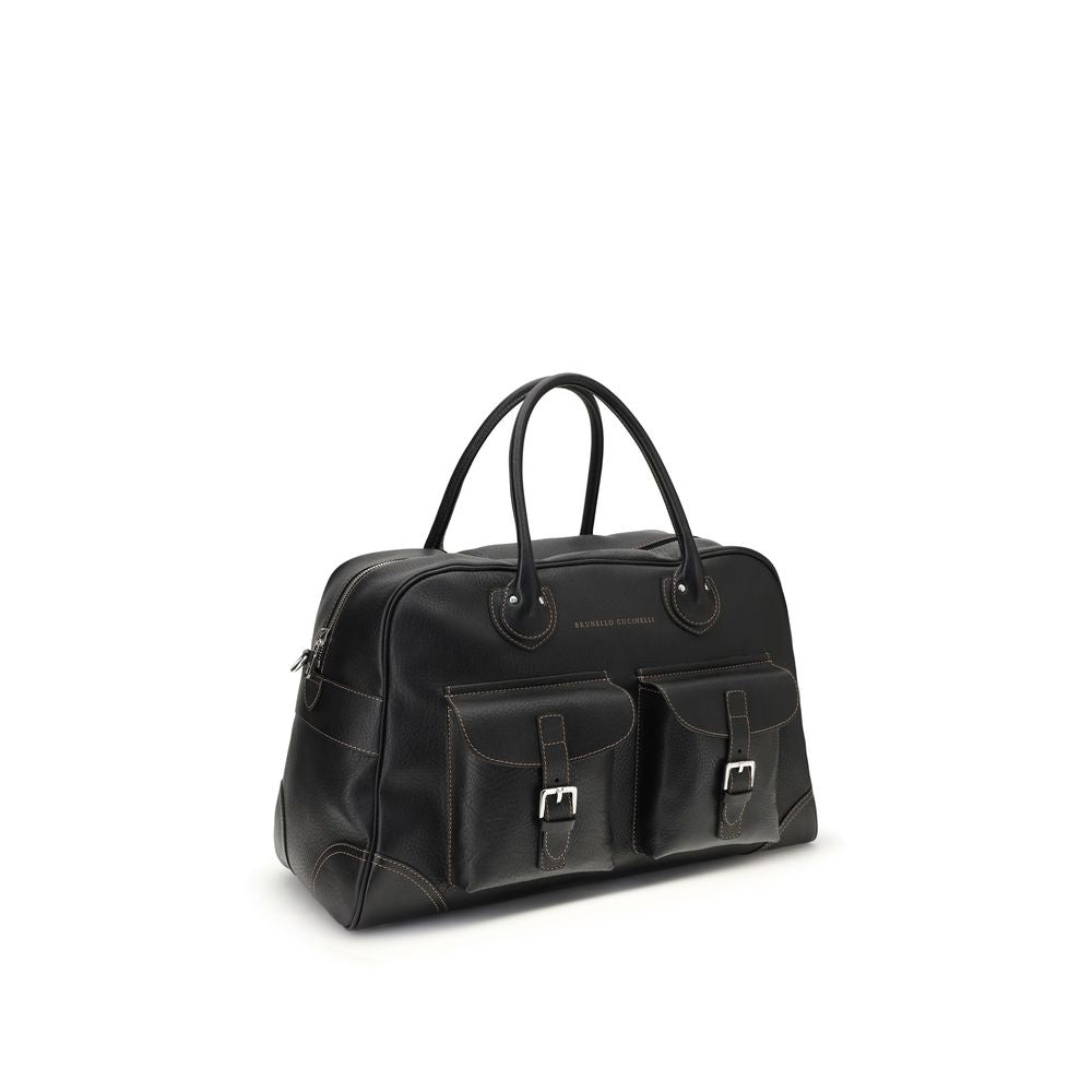 Brunello Cucinelli Black Calf Leather Bos Taurus Luggage And Travel