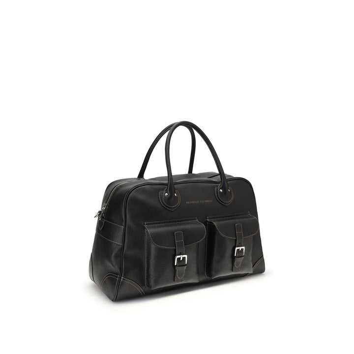Brunello Cucinelli Black Calf Leather Bos Taurus Luggage And Travel