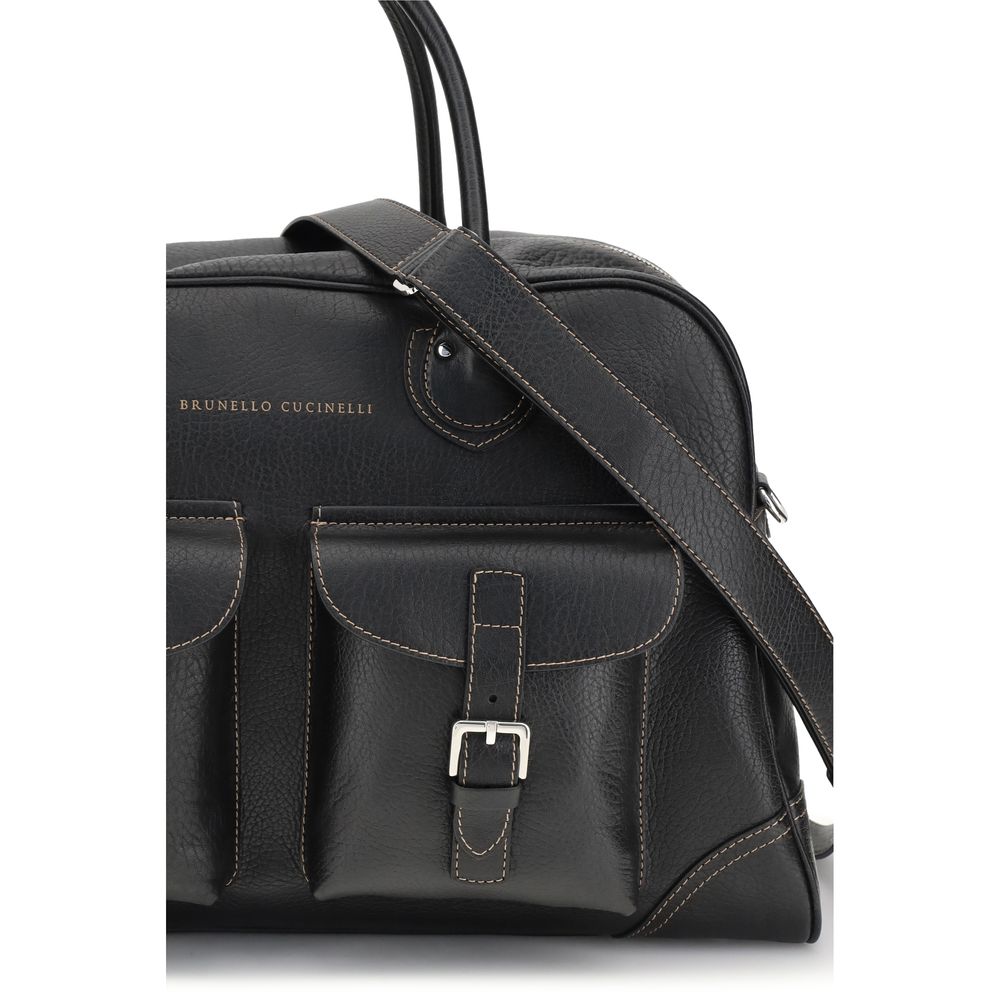 Brunello Cucinelli Black Calf Leather Bos Taurus Luggage And Travel