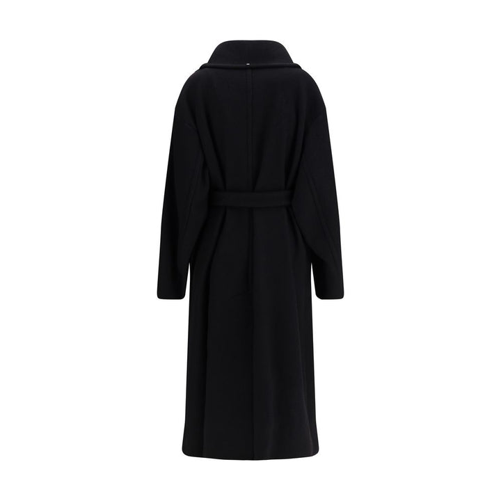 Max Mara Black Fleece Wool Coat