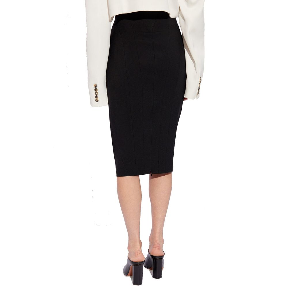Alaïa Black Elastane Midi Skirt
