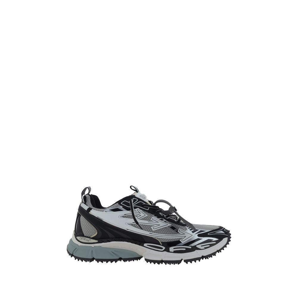 Off-White Gray Polyester Athletic Sneakers