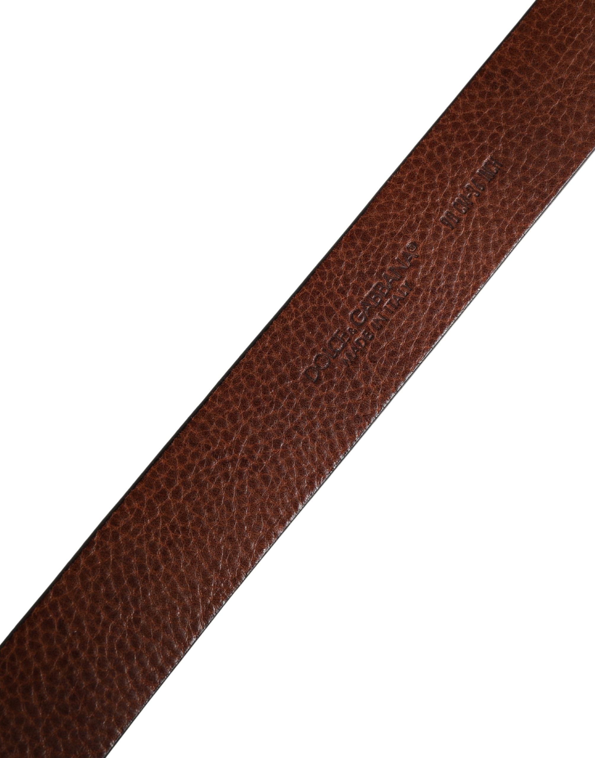 Dolce & Gabbana Men Brown Classic Leather Metal Buckle Belt