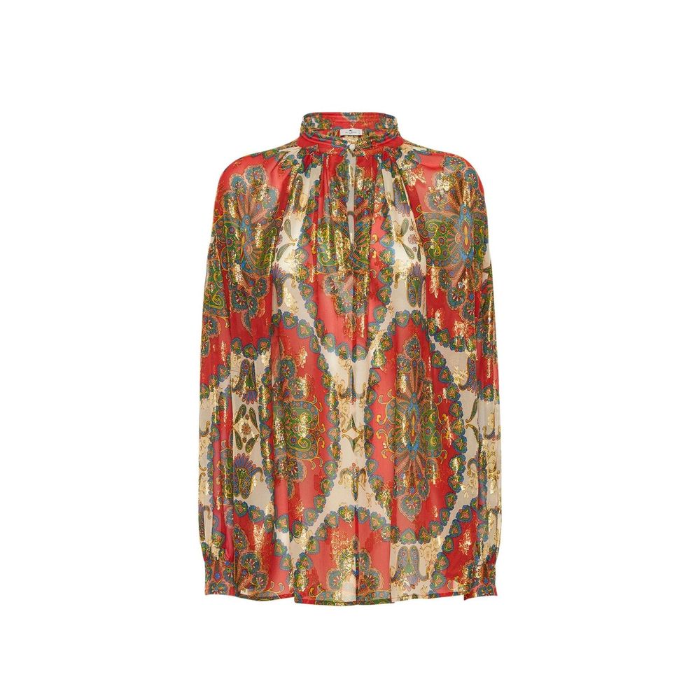 Etro Orange Silk Pattern Shirt