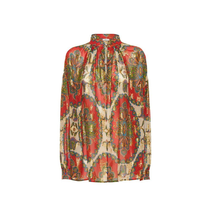 Etro Orange Silk Pattern Shirt
