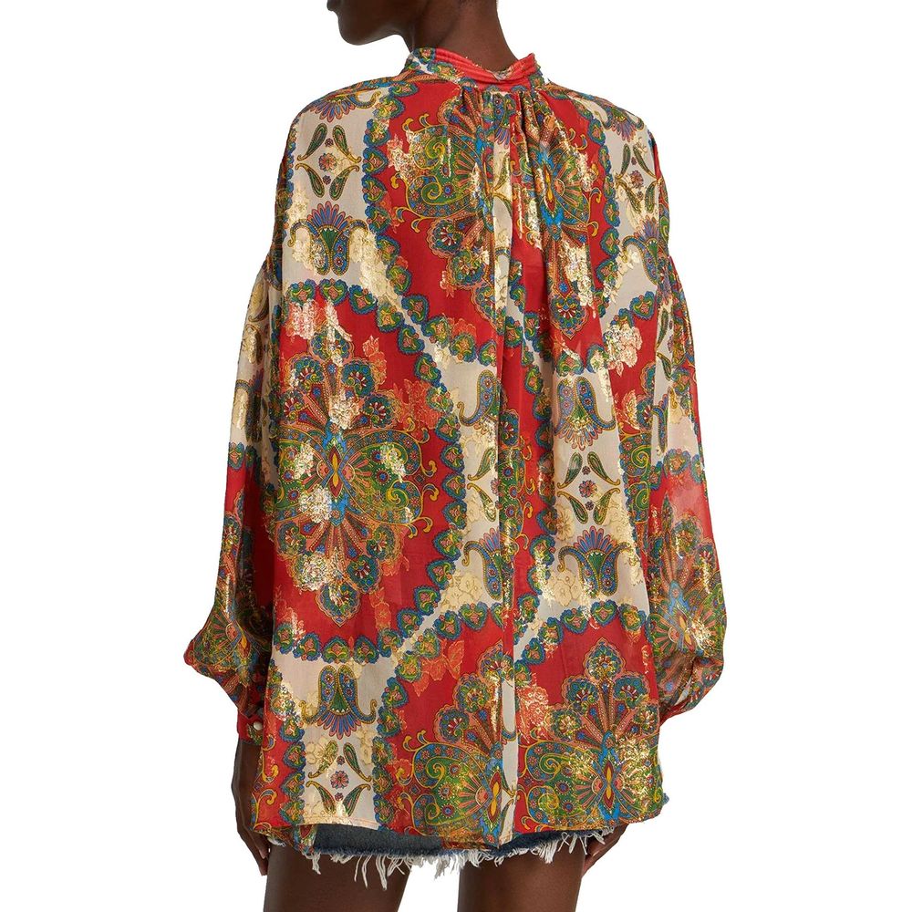 Etro Orange Silk Pattern Shirt