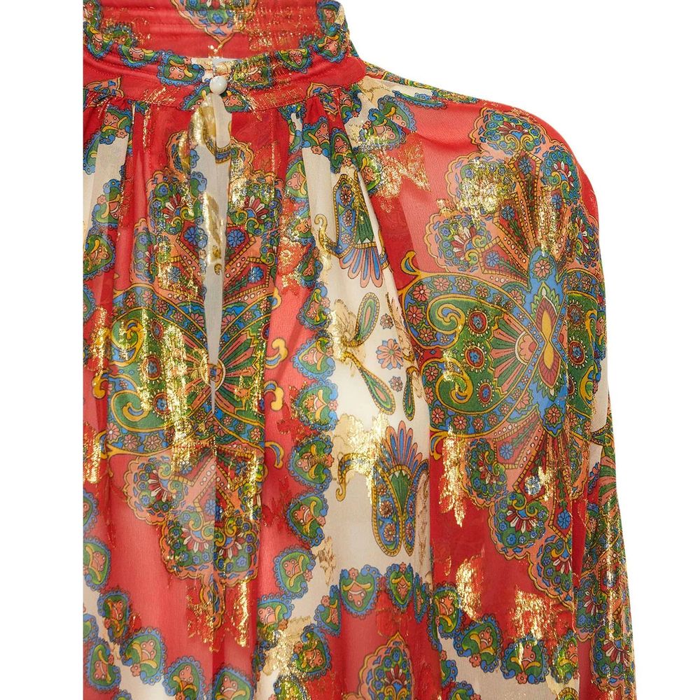 Etro Orange Silk Pattern Shirt