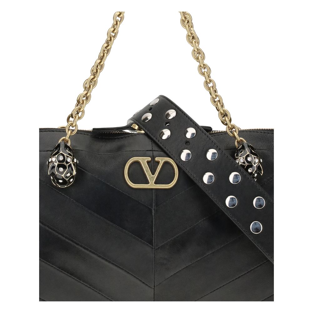 Valentino Garavani Black Lamb Ovis Aries Aries Shoulder Bag