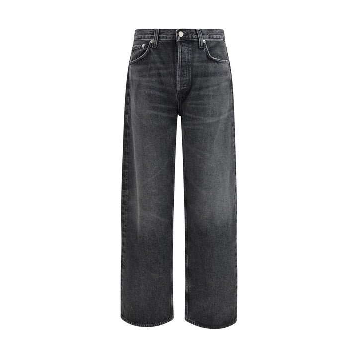 Agolde Black Cotton Straight-Leg Jeans