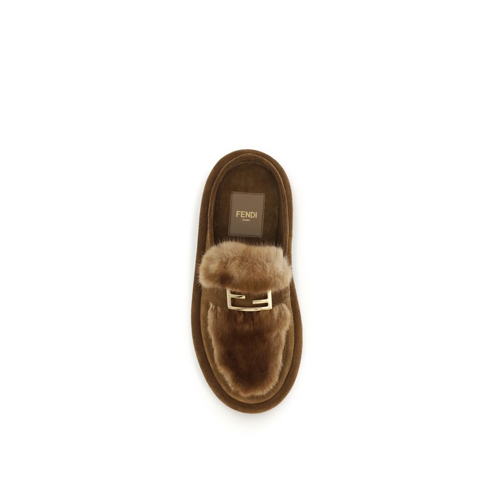Fendi Brown Lamb Ovis Aries Aries Mules
