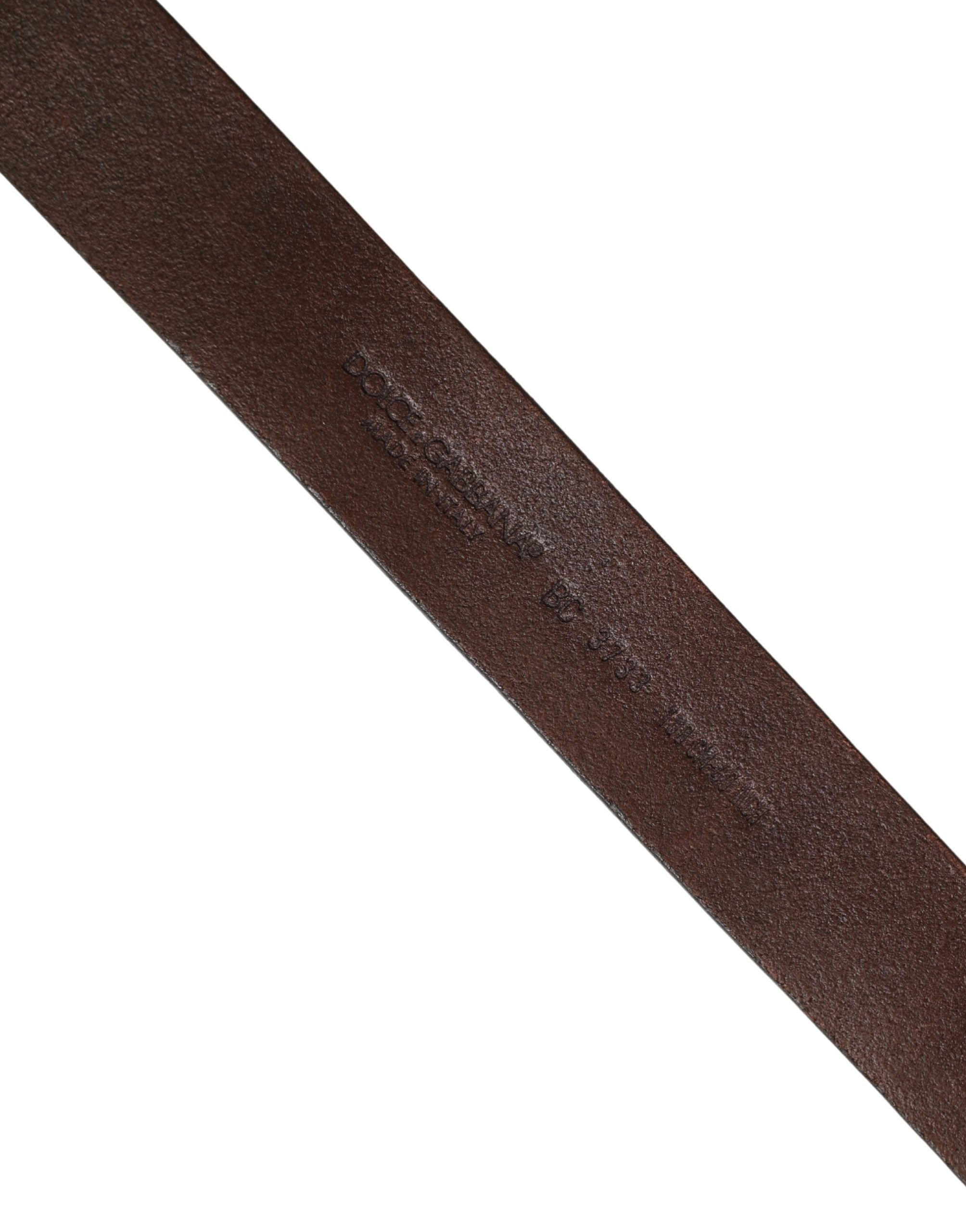Dolce & Gabbana Men Brown Calf Leather Logo Metal Buckle Belt