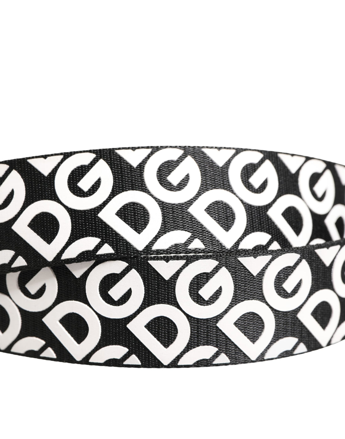 Dolce & Gabbana White Black Logo Leather Metal Buckle Belt
