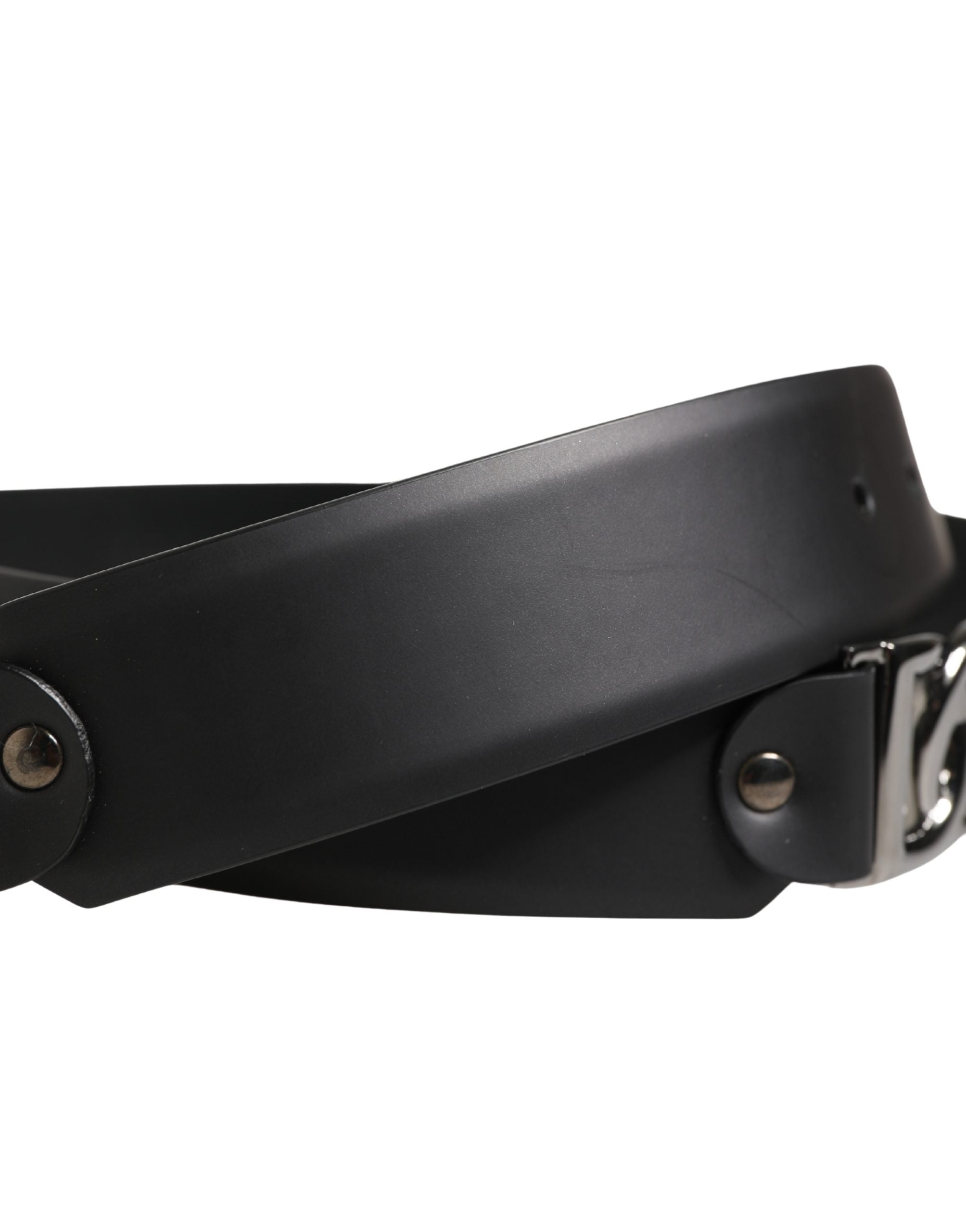 Dolce & Gabbana Men Black Classic Leather Metal Buckle Belt