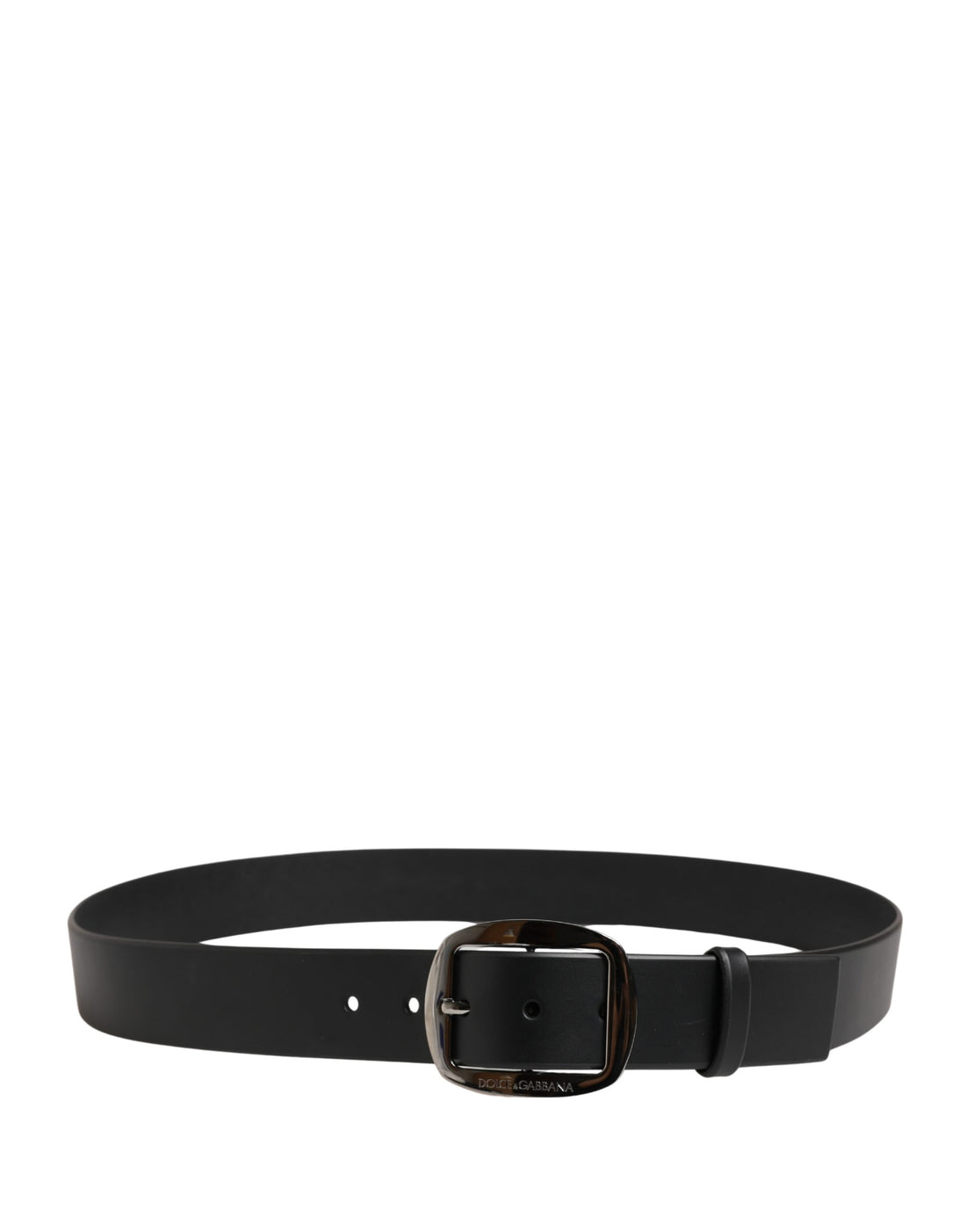 Dolce & Gabbana Men Black Leather Classic Metal Buckle Belt