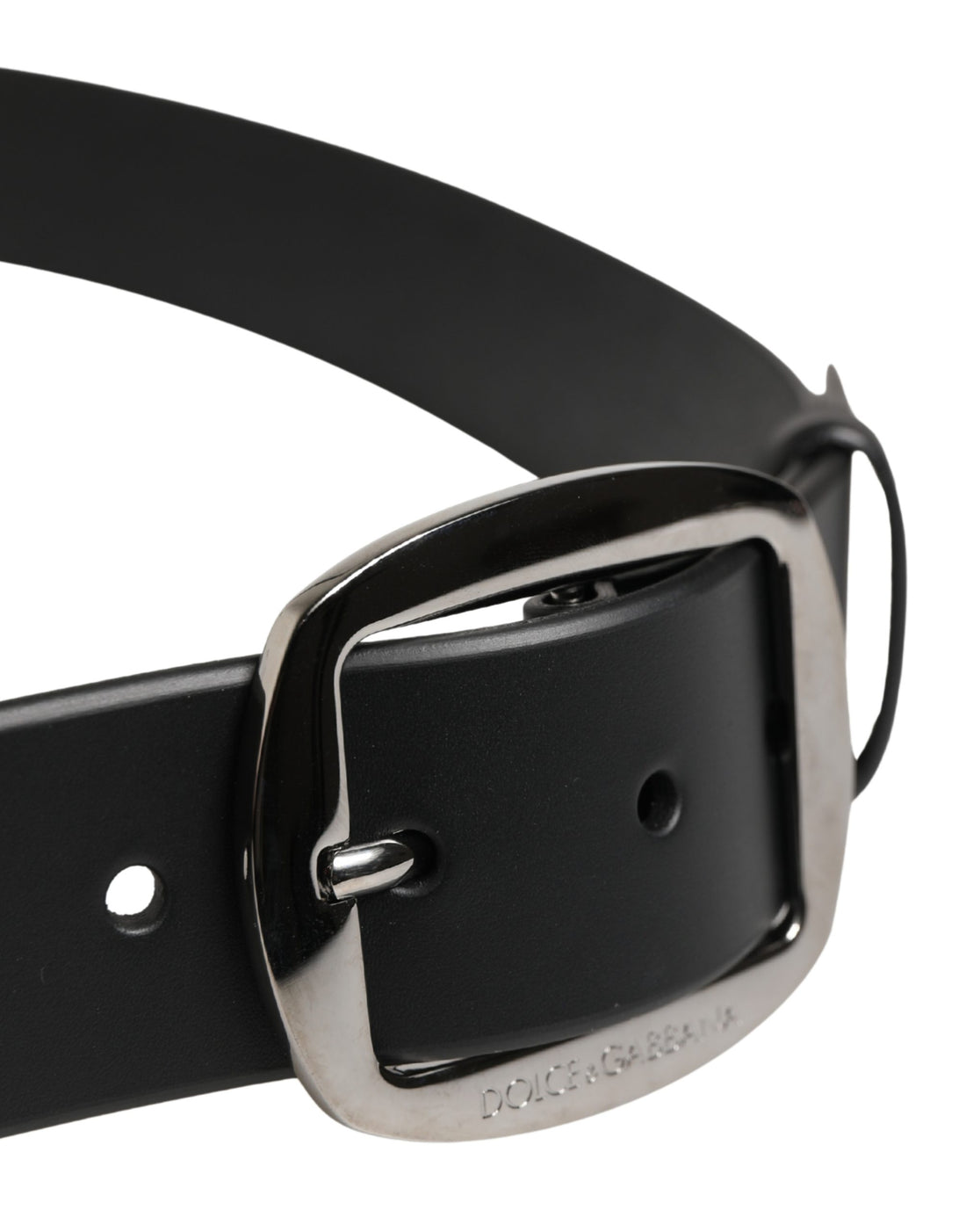 Dolce & Gabbana Men Black Leather Classic Metal Buckle Belt