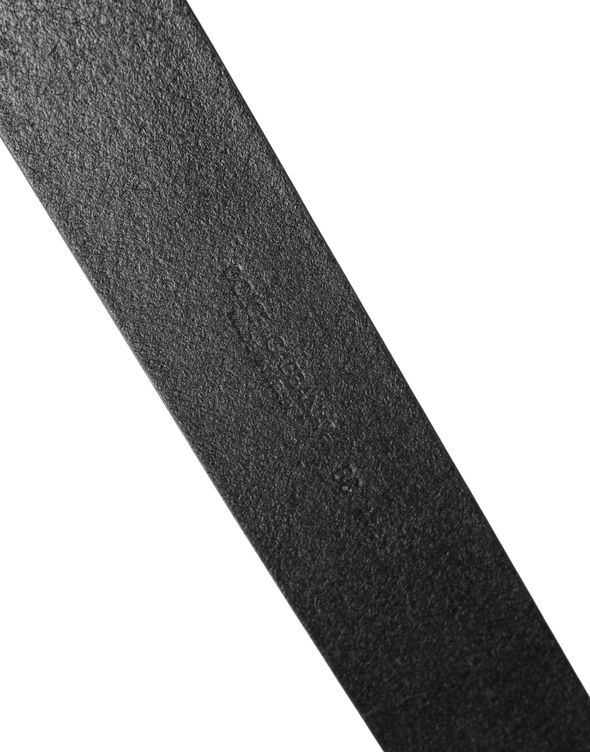 Dolce & Gabbana Men Black Leather Classic Metal Buckle Belt