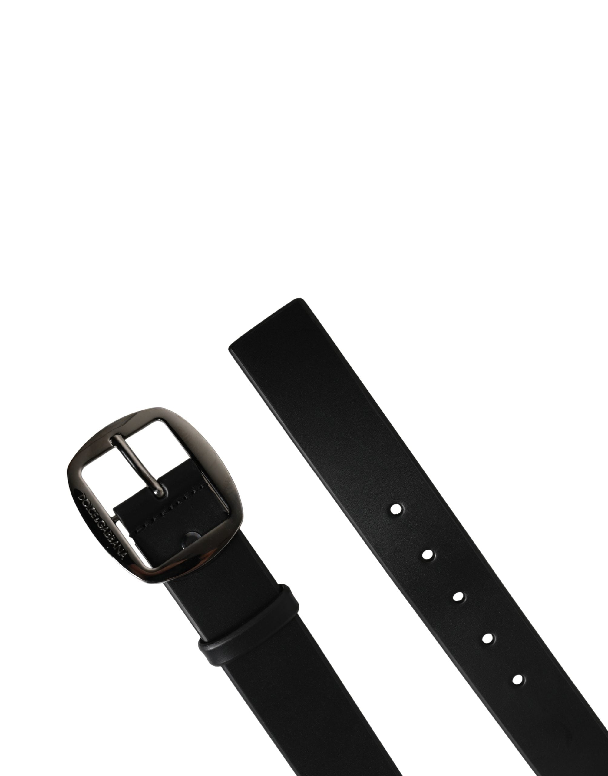 Dolce & Gabbana Men Black Leather Classic Metal Buckle Belt