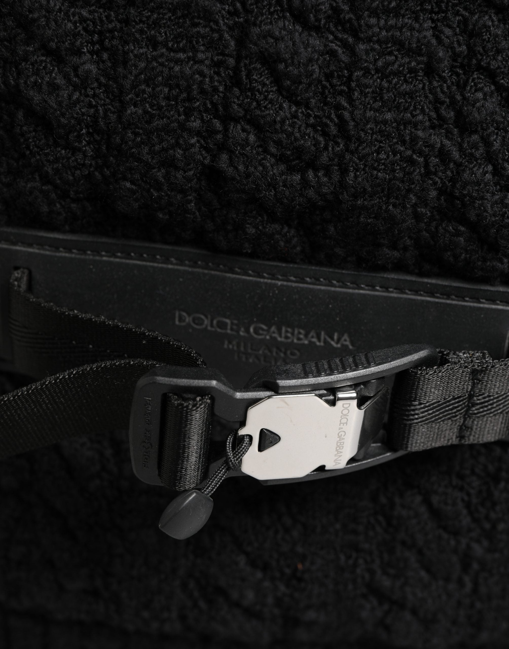 Dolce & Gabbana Black Tricot Wool Blend Duffel Backpack Travel Borse Bag