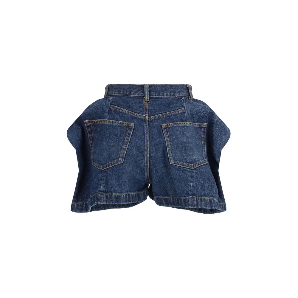 Sacai Blue Cotton Bermuda Shorts
