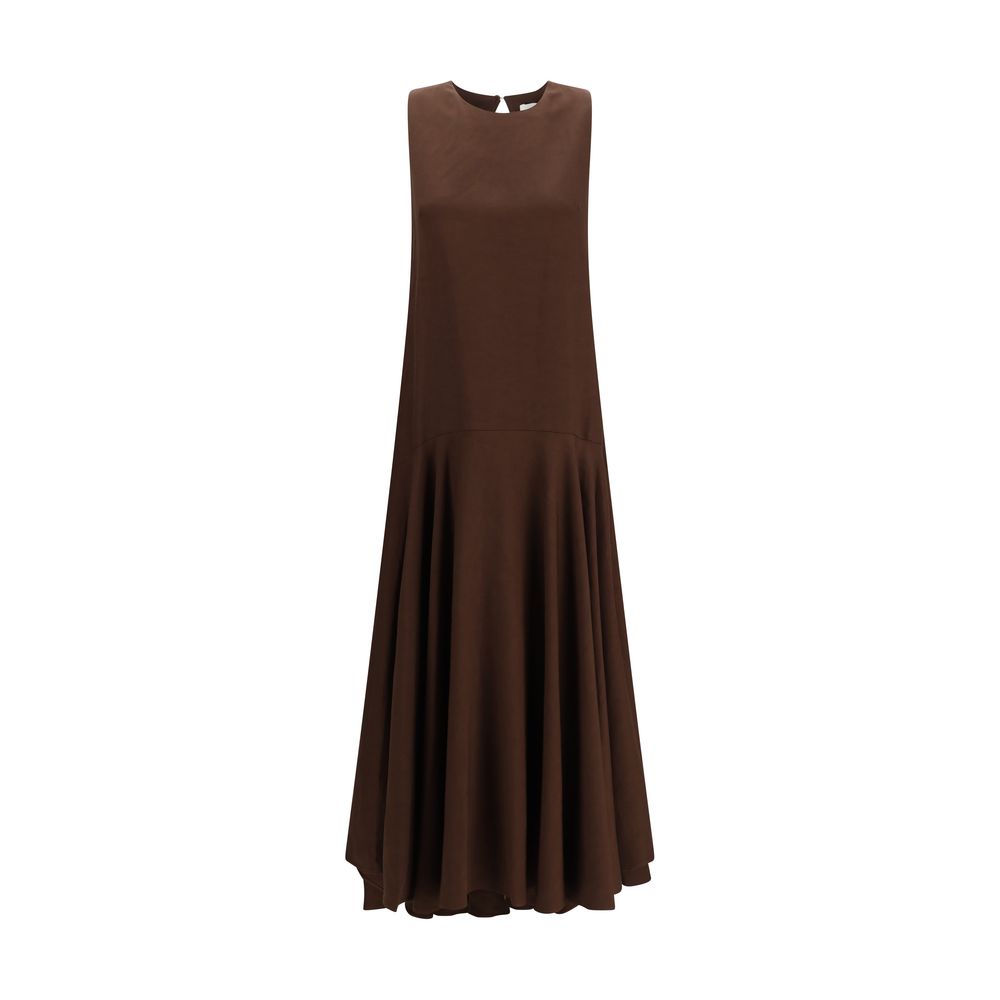 P.A.R.O.S.H. Brown Linen Casual Dress