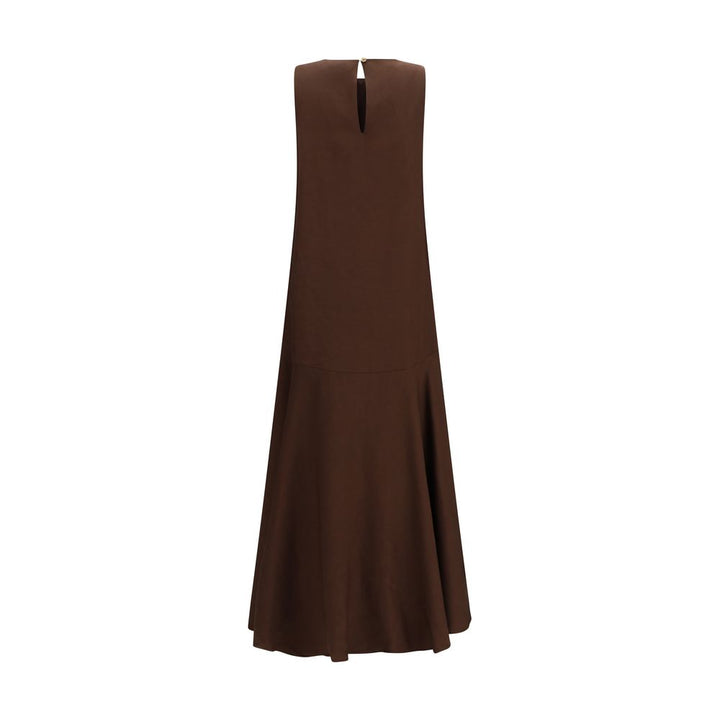 P.A.R.O.S.H. Brown Linen Casual Dress