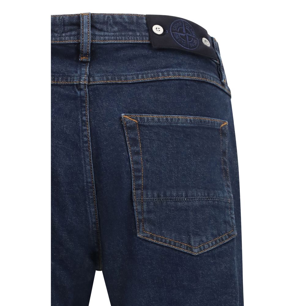 Stone Island Blue Polyester Slim Fit Jeans