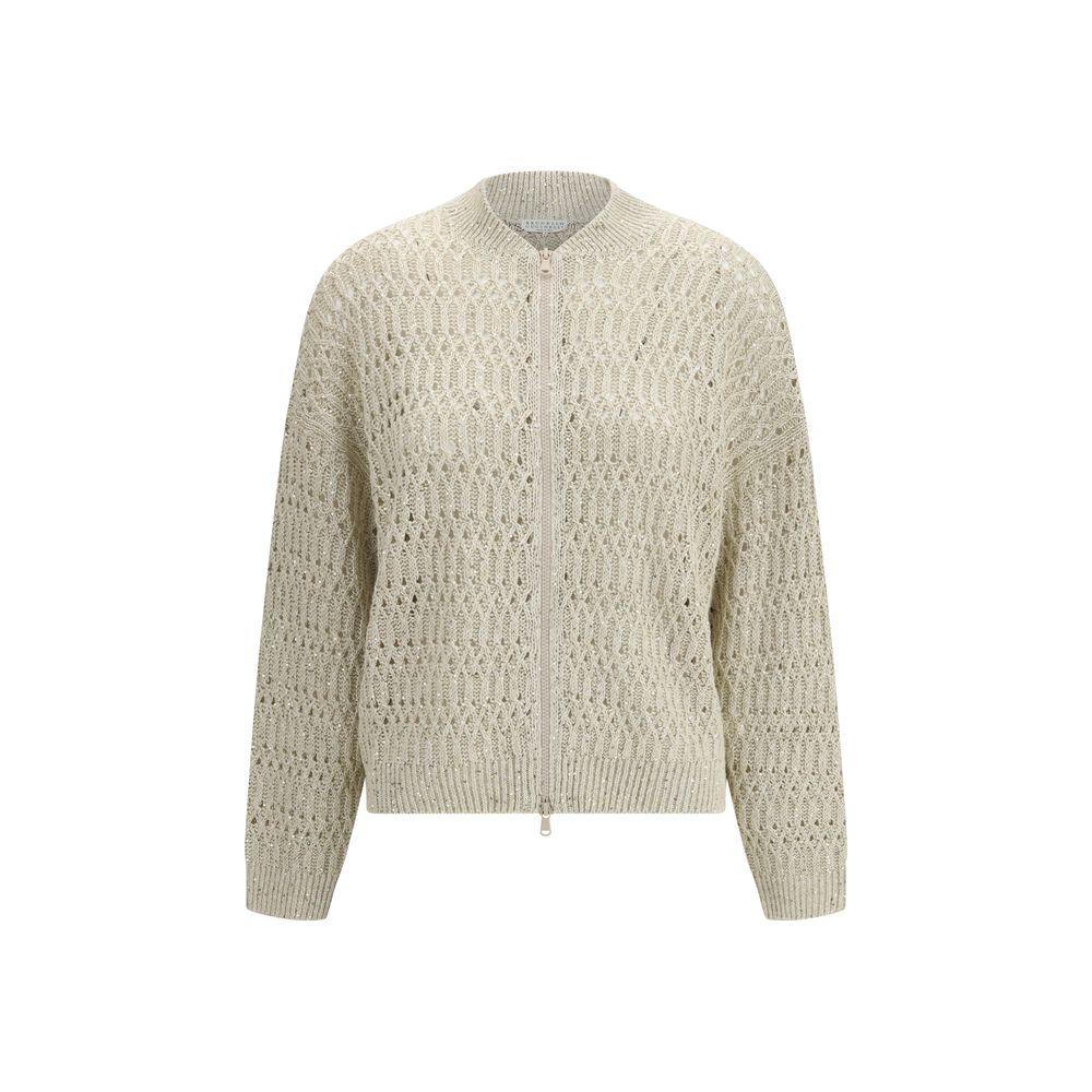 Brunello Cucinelli Beige Linen Cardigan