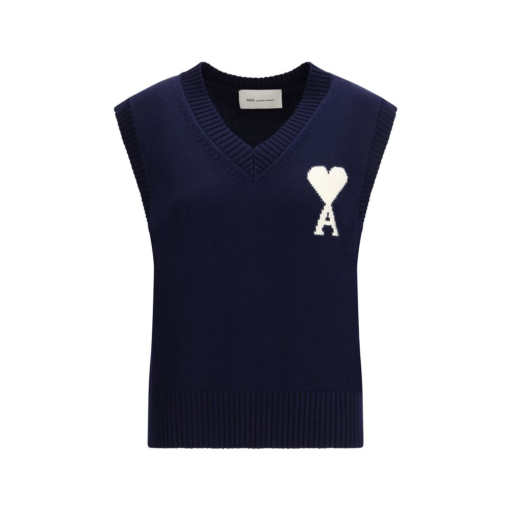 Ami Paris Blue Fleece Wool Sweatshirt