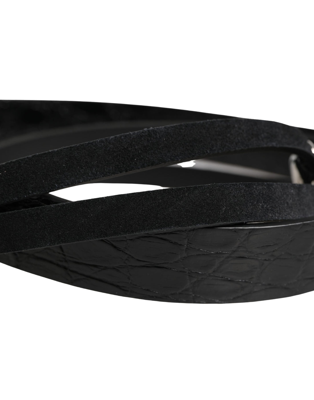Dolce & Gabbana Black Exotic Leather Silver Metal Buckle Belt