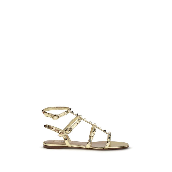 Valentino Garavani Gold Calf Leather Bos Taurus Sandals