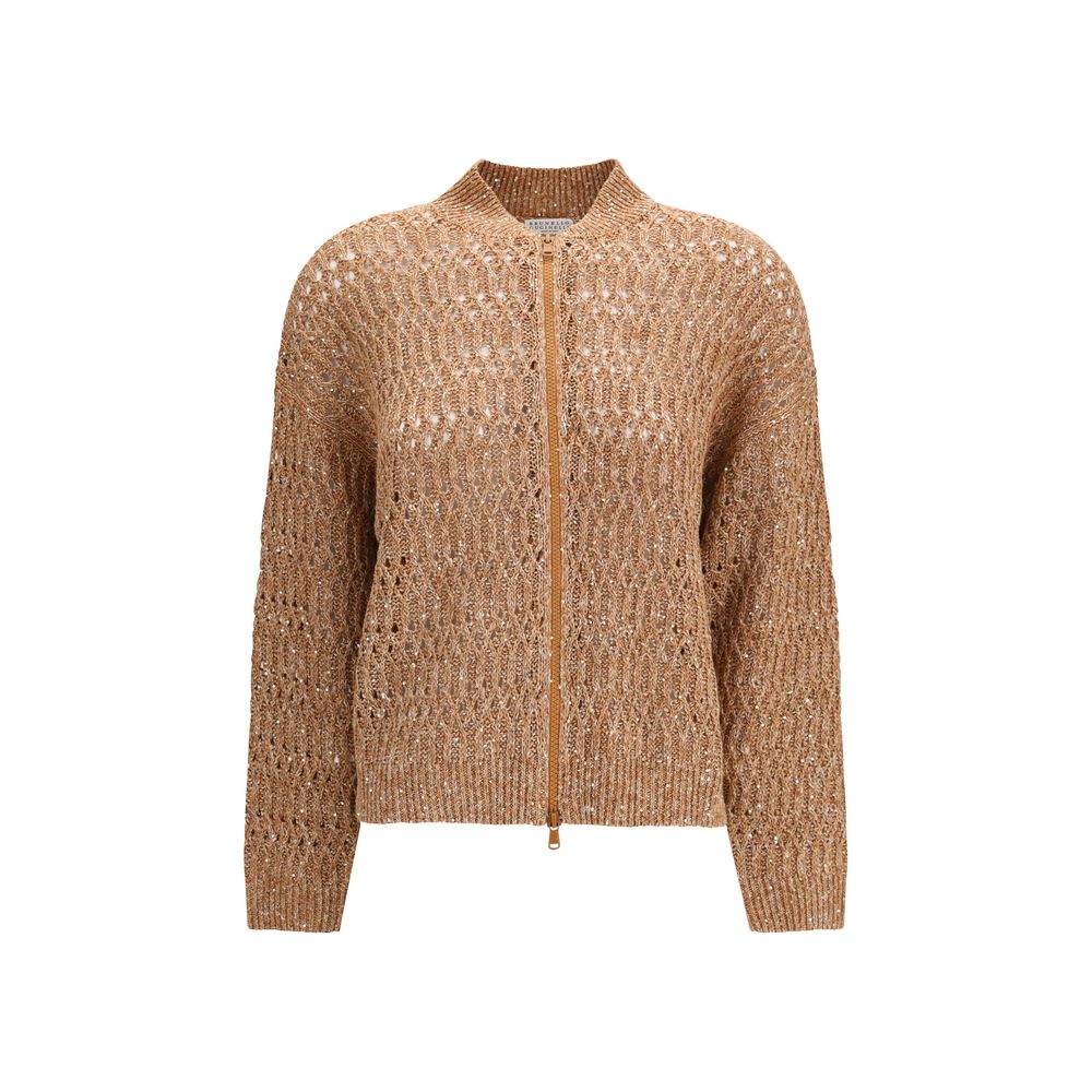 Brunello Cucinelli Brown Linen Cardigan