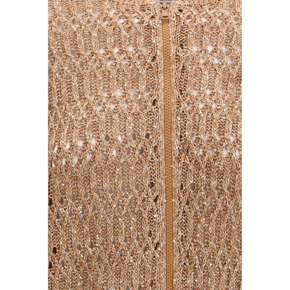 Brunello Cucinelli Brown Linen Cardigan