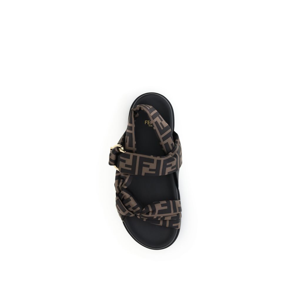 Fendi Brown Polyester Sandals