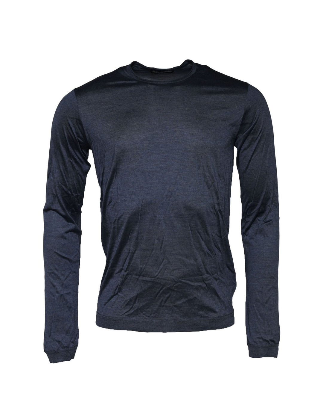 Dolce & Gabbana Blue Silk Crew Neck Long Sleeves Men T-shirt