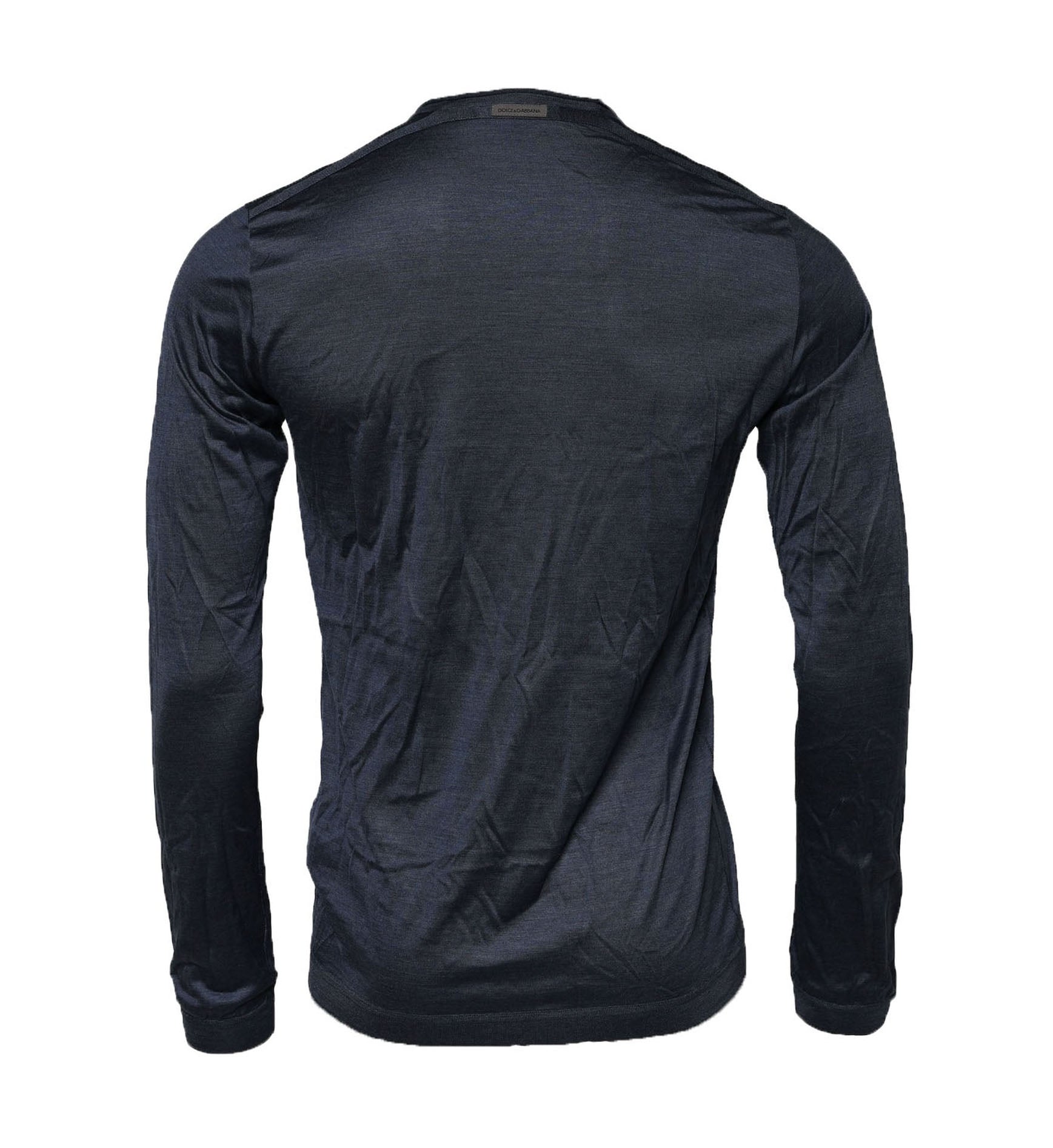 Dolce & Gabbana Blue Silk Crew Neck Long Sleeves Men T-shirt
