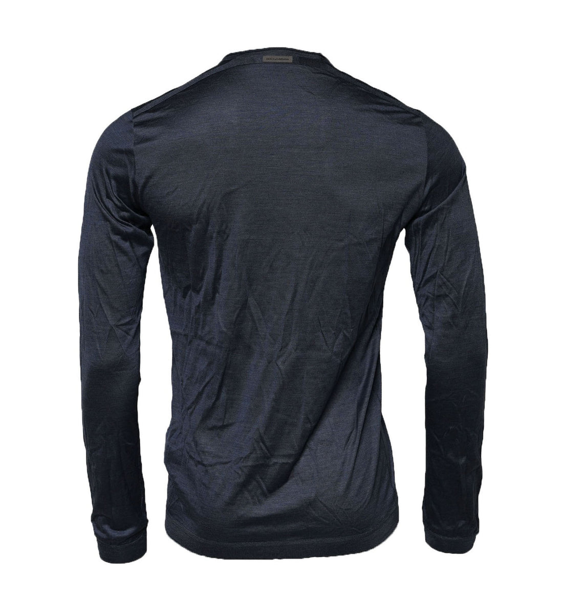 Dolce & Gabbana Blue Silk Crew Neck Long Sleeves Men T-shirt