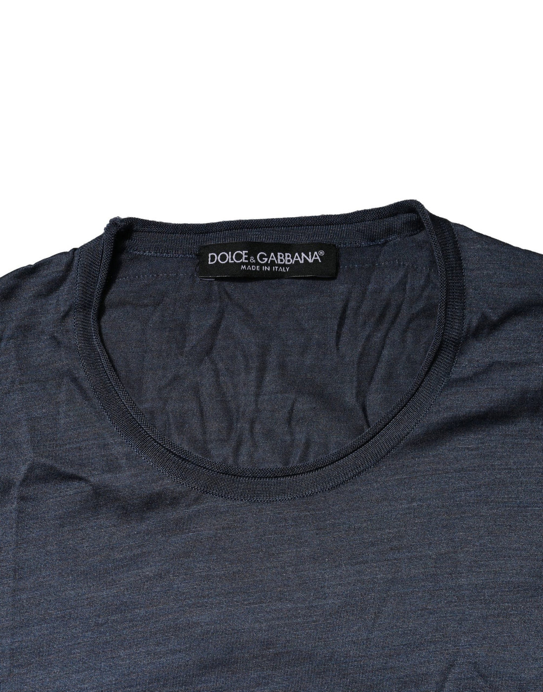 Dolce & Gabbana Blue Silk Crew Neck Long Sleeves Men T-shirt