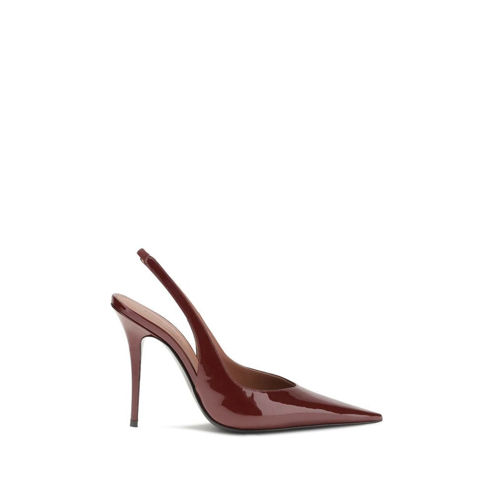 Amina Muaddi Bordeaux Leather Platform Pumps