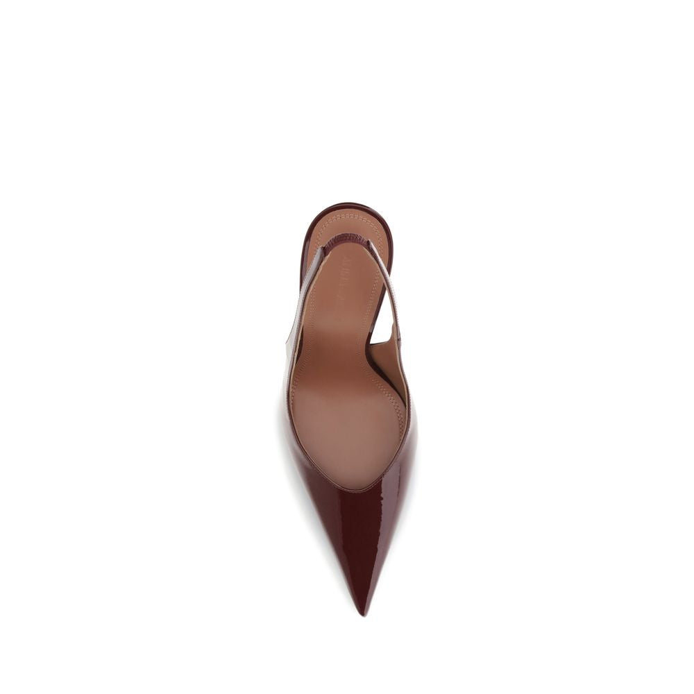 Amina Muaddi Bordeaux Leather Platform Pumps