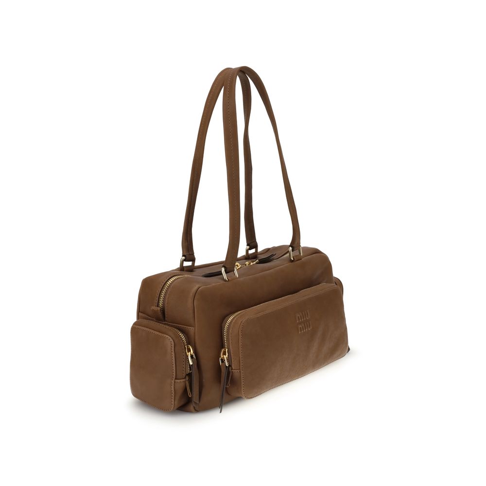 Miu Miu Brown Calf Leather Bos Taurus Shoulder Bag