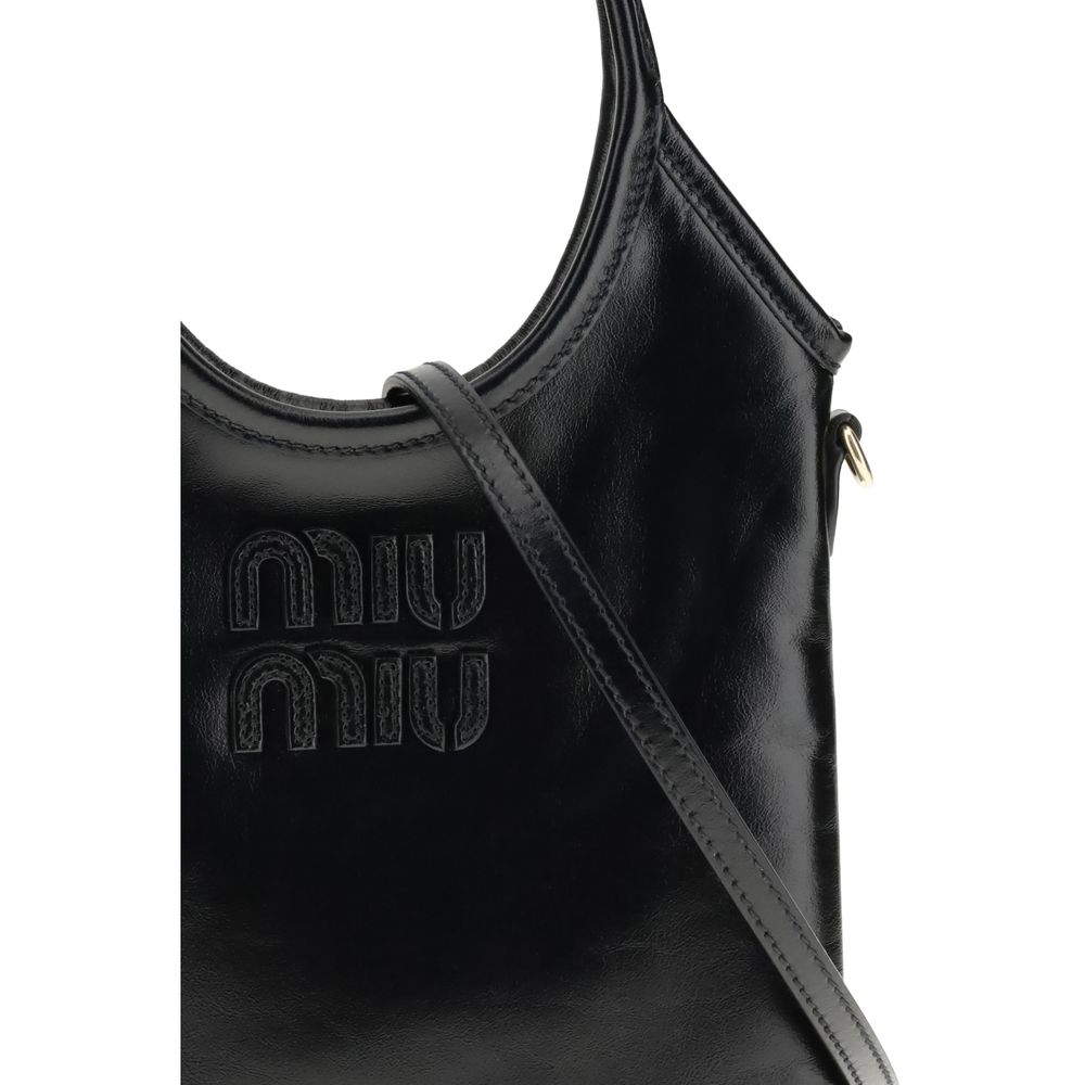 Miu Miu Black Calf Leather Bos Taurus Shoulder Bag