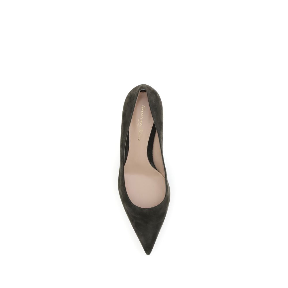 Gianvito Rossi Brown Calf Leather Bos Taurus Mid Heel Pumps
