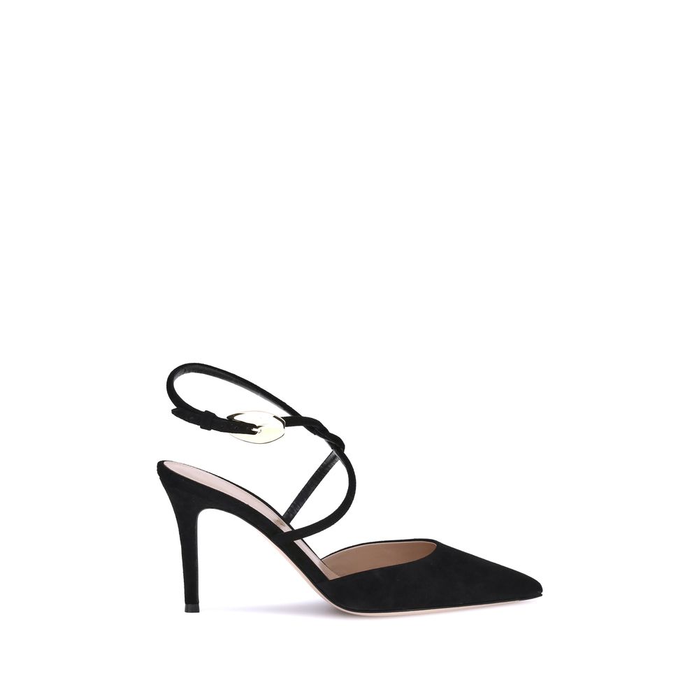 Gianvito Rossi Black Calf Leather Bos Taurus High Heel Pumps
