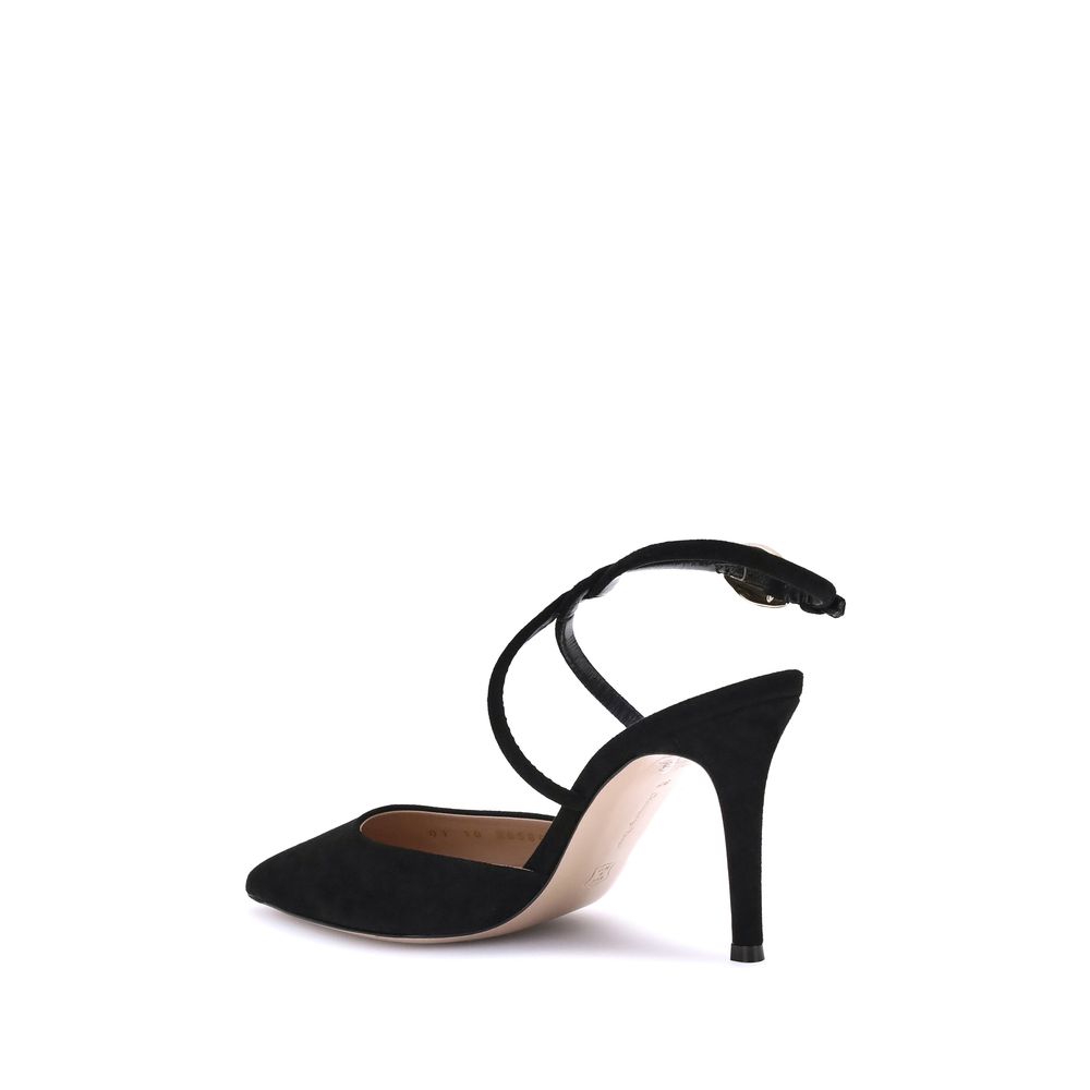 Gianvito Rossi Black Calf Leather Bos Taurus High Heel Pumps