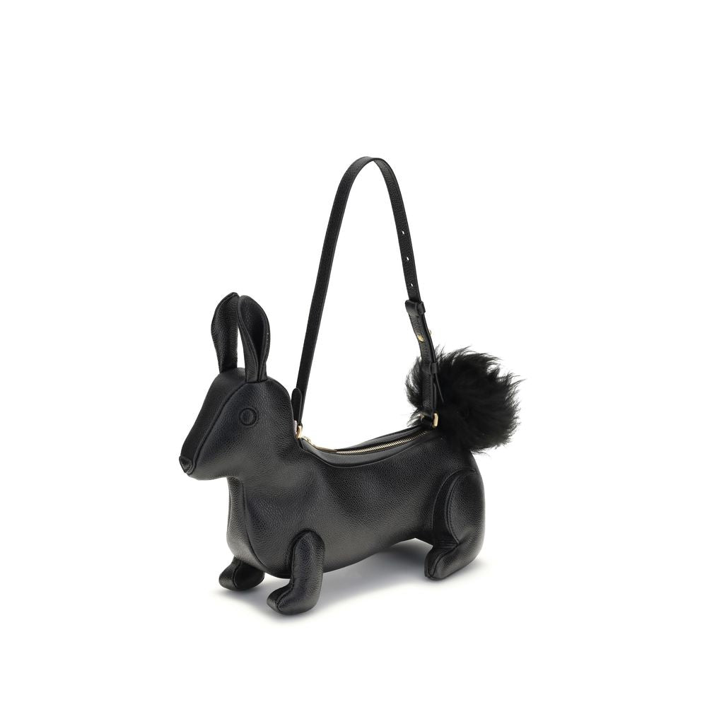 Thom Browne Black Calf Leather Bos Taurus Shoulder Bag