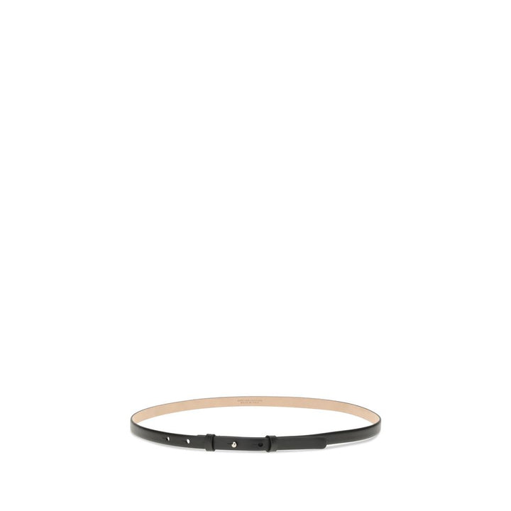 SA SU PHI Black Leather Thin Belt