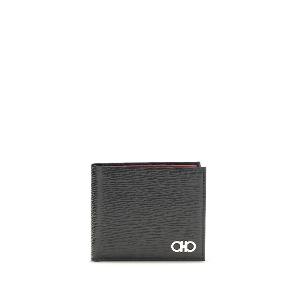 Ferragamo Black Calf Leather Bos Taurus Wallet
